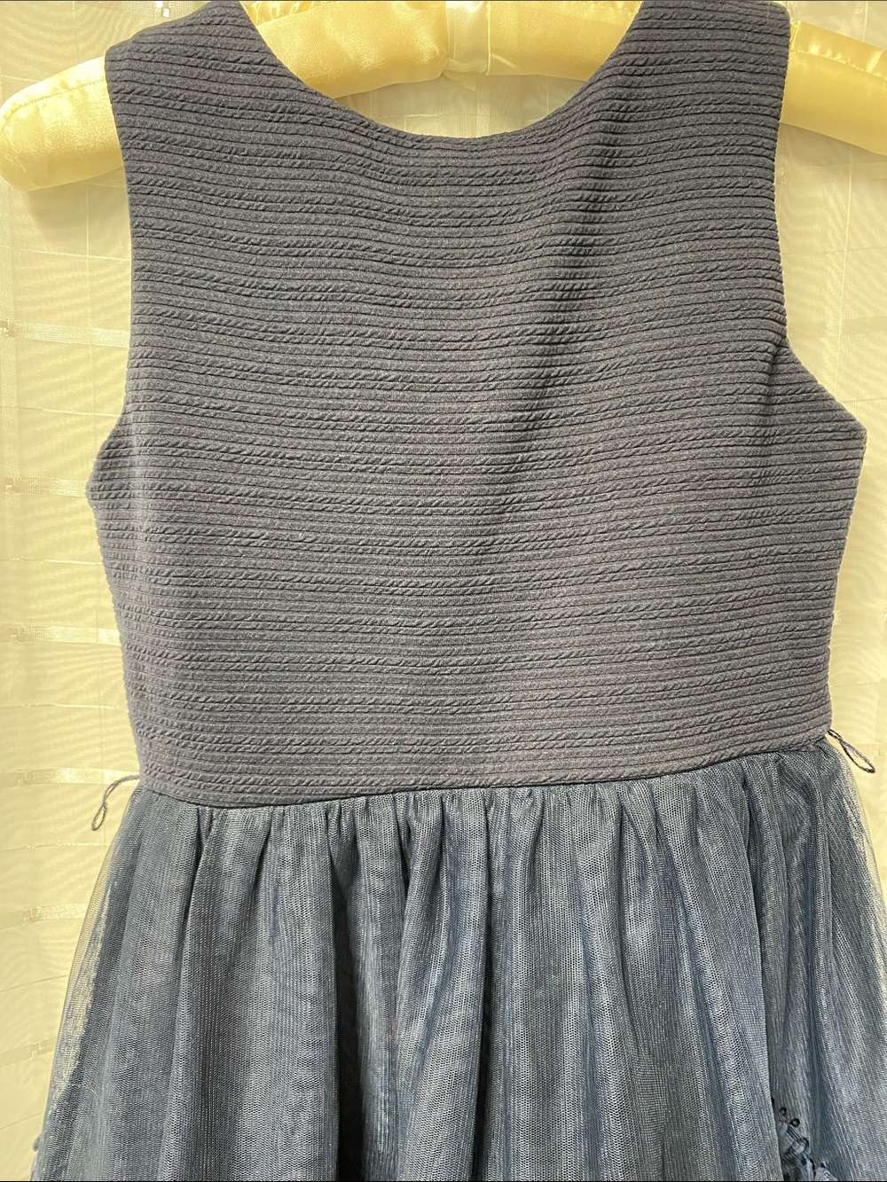 Knitworks Navy Blue Floral Appliqué Tulle Party Dress - Picture 4 of 4